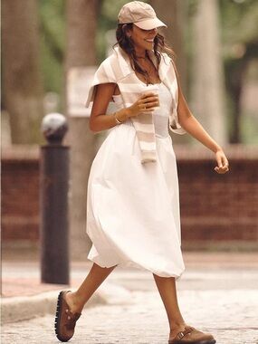 ASTR THE LABEL Sleeveless Contrast Bubble Hem White Dress XS